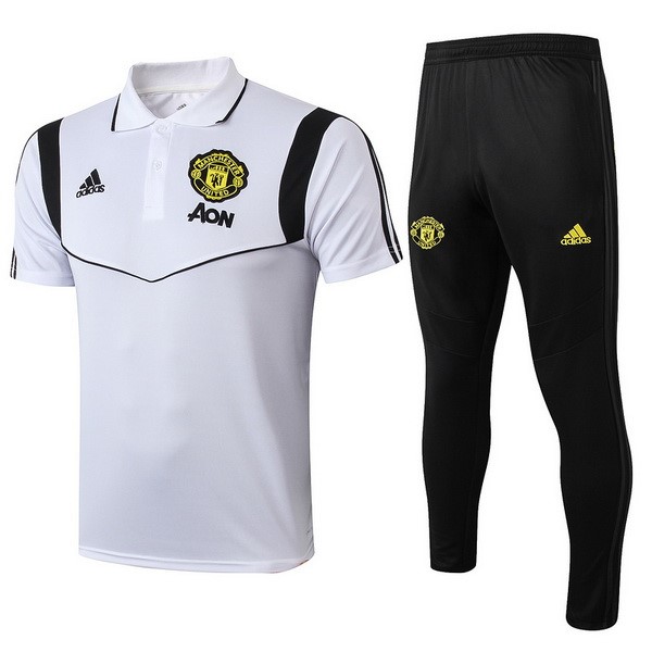 Replicas Polo Manchester United Conjunto Completo 2019/20 Blanco Negro